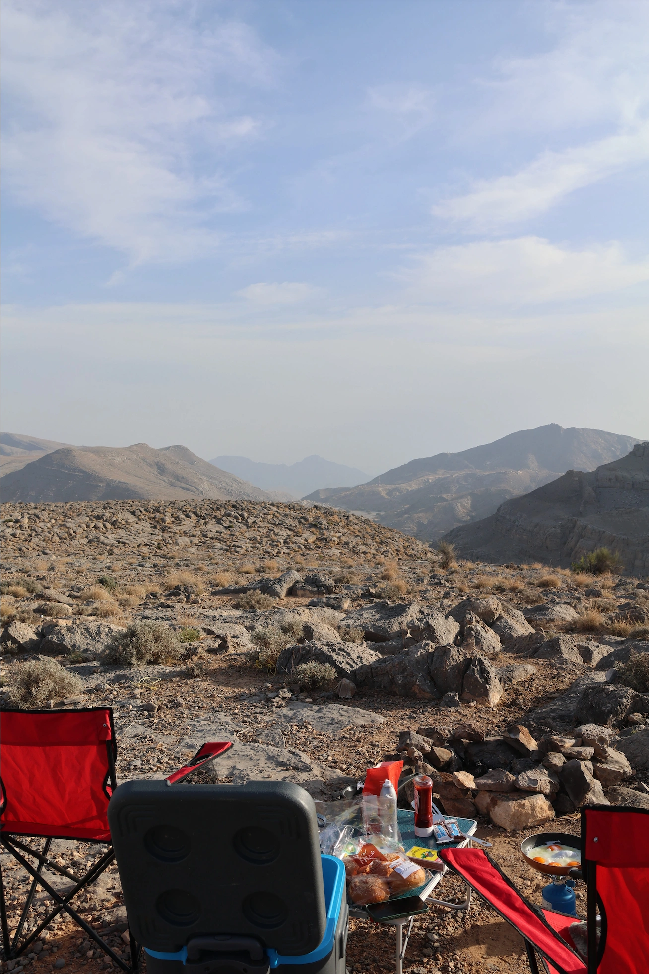 Breakfast setup at camp